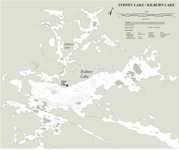 Depth Map of Sydney and Kilburn Lakes Click for full size